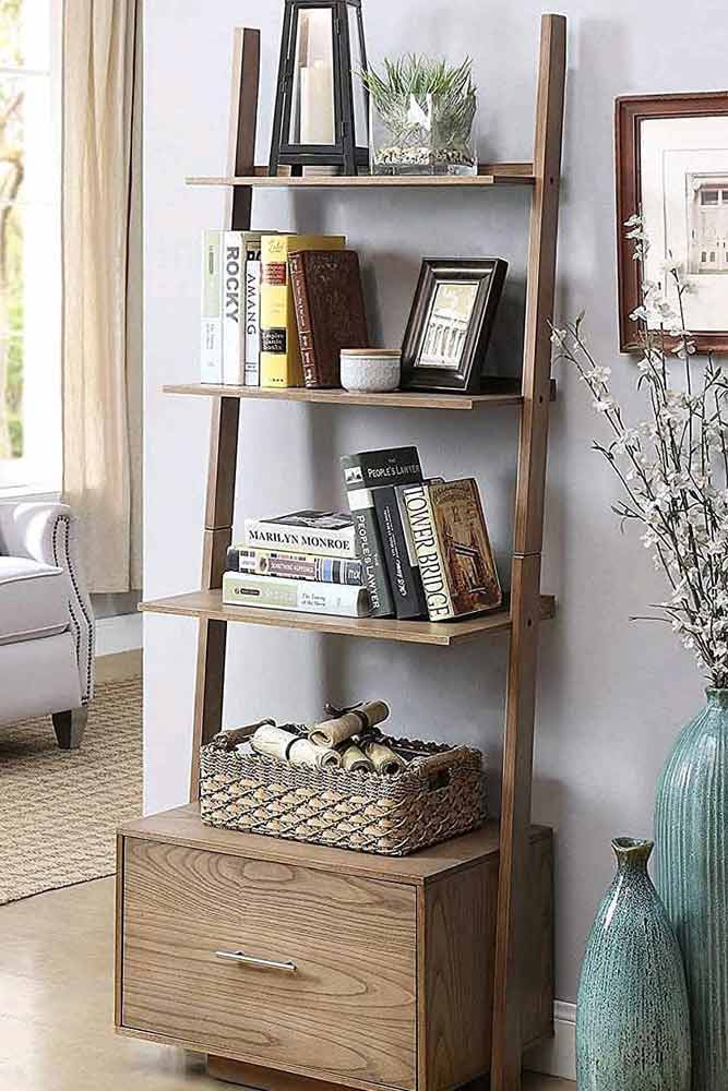 tủ sách thang gỗ